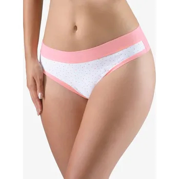Dámská móda GINA dámské tanga francouzská, francouzské, šité, bokové, s potiskem Disco XVIII 14150P Barva: starorůžová bílá, Velikost: 38/40