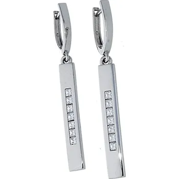 Módní doplněk Goldstore Stříbrné visací náušnice čtvercové kameny Varianta: stříbrné náušnice