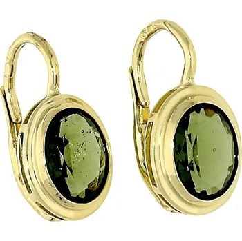 Módní doplněk Goldstore Zlaté náušnice s vltavínem Váha: 2.09 g