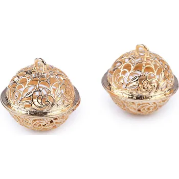 Vánoční dekorace Rolničky filigránové Ø18 mm, Ø26 mm - (Ø26 mm) zlatá tmavá (2 ks)