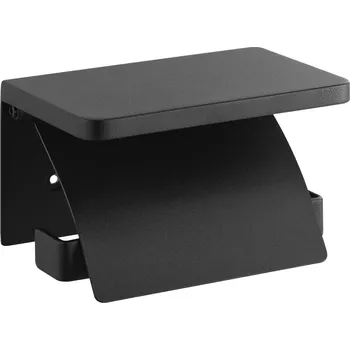 YAMAZAKI Černý kovový držák na toaletní papír Tower 14 cm