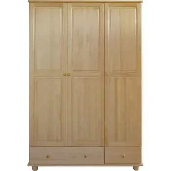 Šatní skříň Dřevěná šatní skříň D-MAX 7 borovice masiv - 131x190x57 CM (Šatní skříně z masivu)