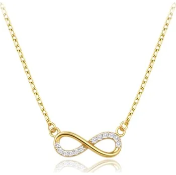 Módní doplněk Náhrdelník ze žlutého zlata nekonečno s čirými zirkony 42-45 cm JMG0266WGN42 + DÁREK ZDARMA