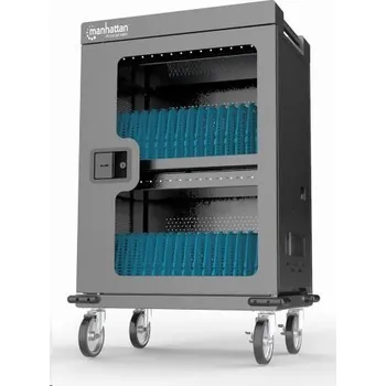 Pouzdro na mobilní telefon MANHATTAN nabíjecí vozík - 32 portů USB-C, 576 W, přepěťová ochrana, tichá ventilace, kovové pouzdro, černá 102353