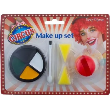 Karnevalový doplněk Make up sada s červeným nosem klaun