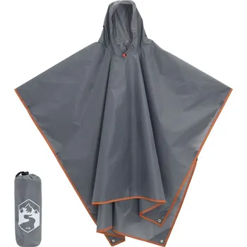 Stan OMAXI Pláštěnka pončo s kapucí 2 v 1 šedá a oranžová 223 x 145 cm 493018