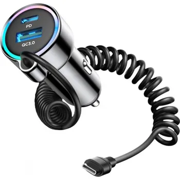 JOYROOM CL07 sada autonabíječky s porty USB-C / USB-A a kabelu USB-C - 72W - 1,6 m - černá