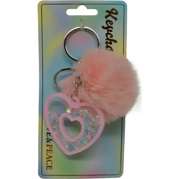Doplněk pro panenku Keychain Přívěsek na klíče - Růžové srdce