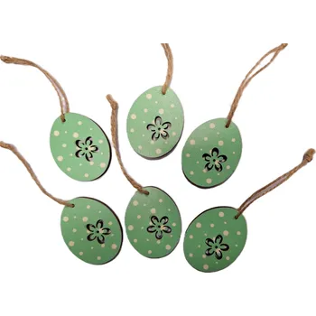 Velikonoční dekorace Dřevěné vejce závěsné - 5 cm, zelené