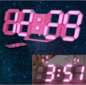 Budík Digitální LED budík s dálkovým ovládáním, moderní 3D design