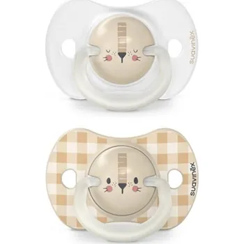 SUAVINEX DEN-NOC Šidítko růžový králík fyzio silikon 6-18m, 2ks Varianta: ŠIDÍTKO DEN&NOC fyz. SIL.6-18m NOCHE 2ks - růžový králík