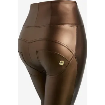 Dámské kalhoty Freddy kalhoty WR.UP ® v měděné barvě, koženkové, vysoký pas, superskinny střih Možnosti velikostí: L