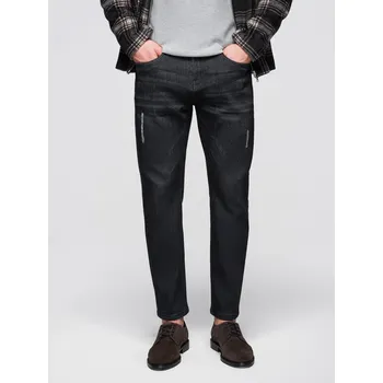 Pánské džínové kalhoty s odřením REGULAR FIT - černé V2 OM-PADP-0241 - L