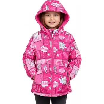 Dívčí bunda DÍVČÍ TEPLEJŠÍ BUNDA růžová Kugo KB2336 (Dívčí zateplená bunda s fleesem)