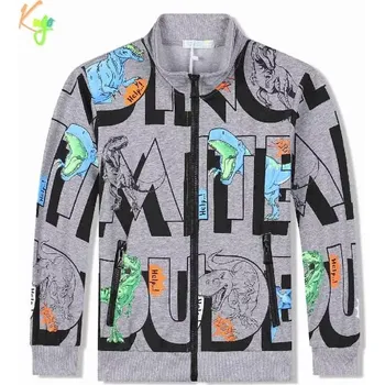 Dětská móda Chlapecká mikina Kugo GM8718 šedá (Bavlněná mikina pro kluky s dinosaury)