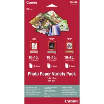 Fotopapír Canon VP-101 Photo Paper Variety baleni 10x15 cm, 1x10 a 2x5 list