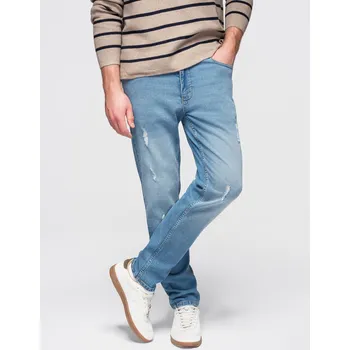 Pánské džínové kalhoty SLIM FIT s odřením - světle modré V1 OM-PADP-0255 - S