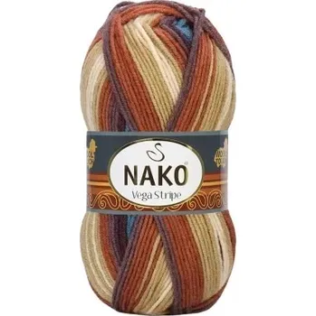 Příze Nako Pletací příze Nako Vega Stripe 82420 - hnědá
