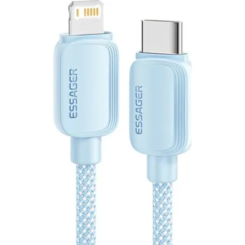 ESSAGER ES-X46 opletený nabíjecí a datový kabel - USB-C na Lightning - 2 m - modrý