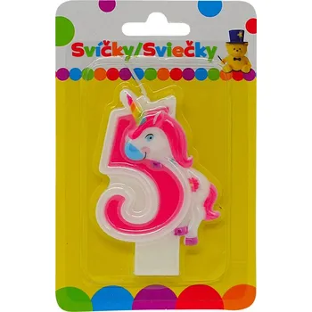 Magnetická kreslící tabulka Narozeninová svíčka s JEDNOROŽCEM a číslem 5