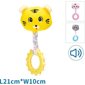 Hračka pro psa Plyšová hračka Nobleza - Tiger s kousátkem 21 cm Barva: Žlutá