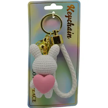 Doplněk pro panenku Keychain Přívěsek na klíče - Zajíček se srdcem