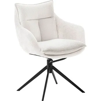 Jídelní židle Jídelní židle PARKER S krémová s područkami, podnož kovová matně černá