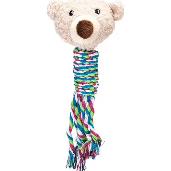 Hračka pro psa Plyšová hračka Nobleza - Medvěd s lanem 28 cm Barva: Červená