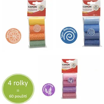 sáček na exkrement Camon Vonné sáčky na exkrementy - citrus/dětský pudr/levandule 60 ks Vůně: Levandule