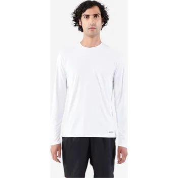 Dámská mikina KIPRUN Pánské běžecké tričko s dlouhým rukávem KIPRUN Dry 500 UV L BÍLÁ