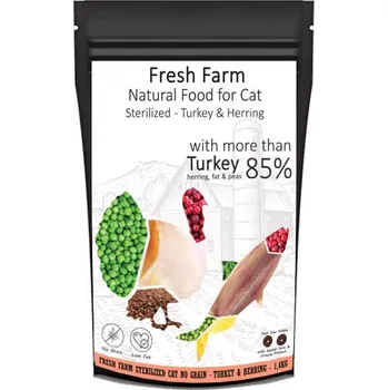 Krmivo pro kočku Fresh Farm No Grain Sterilized Cat - krůta a sleď 1,4 kg