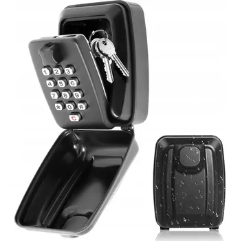 Skříňka na klíč VENKOVNÍ SCHRÁNKA NA KLÍČE S KÓDEM, BEZPEČNOSTNÍ KAZETA, KOVOVÁ, ČERNÁ