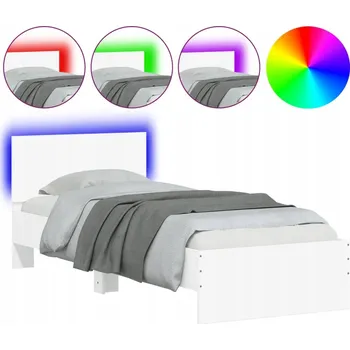 Postel Rám postele s čelem a LED osvětlením bílý 75 x 190 cm