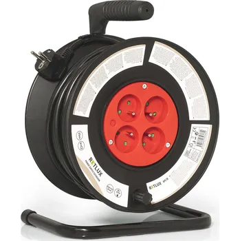 Prodlužovací kabel Retlux RPC 50 Prodlužovací kabel na bubnu, 4 zásuvky, 25 m, černá