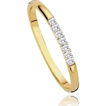 Módní doplněk Dámský prsten ze žlutého zlata s čirými zirkony PR0799F + DÁREK ZDARMA