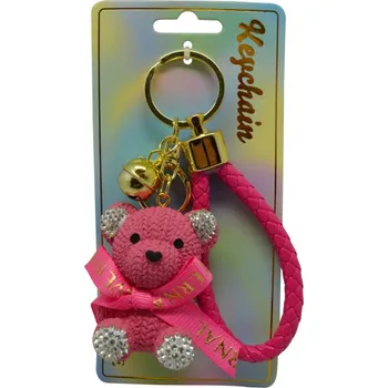 Doplněk pro panenku Keychain Přívěsek na klíče - Růžový medvídek