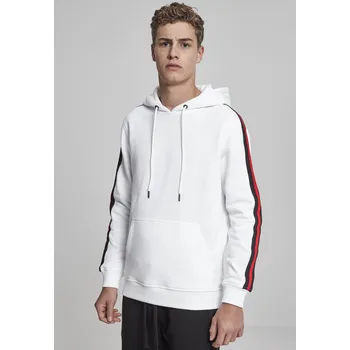 Pánská mikina Stripe Shoulder Hoody wht/blk/firered Urban Classics bílá 1753359