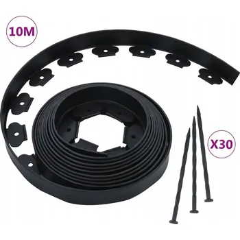 Zahradní obrubník vidaXL Flexibilní trávníkový lem se 30 kolíky 10 m 5 cm [48614]