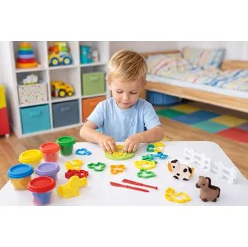 Modelovací hmota Velká sada Playgo modelína FARMA 6x56g