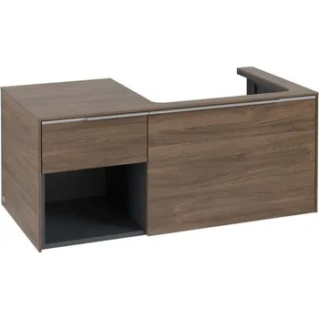 Villeroy & Boch Subway 3.0 Umyvadlová skříňka s LED osvětlením, 41x100x52 cm, 2 zásuvky, výřez vpravo, Arizona Oak