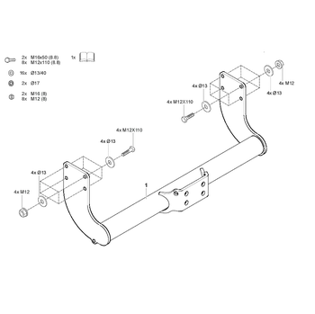 Tažné zařízení Tažné zařízení Mercedes Benz Sprinter II valník 3,0t / 3,5t (3,8t) (SWB) 2006-2018, bez čepu, Westfalia