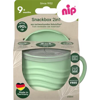 dětská jídelní sada NIP NATURE line snackbox 2v1, 1ks, 9m+, green