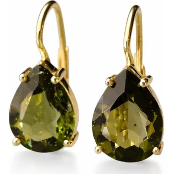 Náušnice Vltavín Moldavite Zlaté náušnice s vltavínem ve tvaru kapek P20 0156