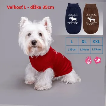 Obleček pro psa Svetr Elk pro psa Nobleza - L 35 cm Barva: Červená