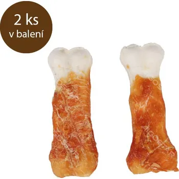 Pamlsek pro psa Kosti z bývolí kůže obalené kuřecím masem Nobleza 12,5cm 120g