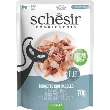 Krmivo pro kočku Schesir Cat Complements - Tuniak s morskou šťukou v želé kapsička 70g