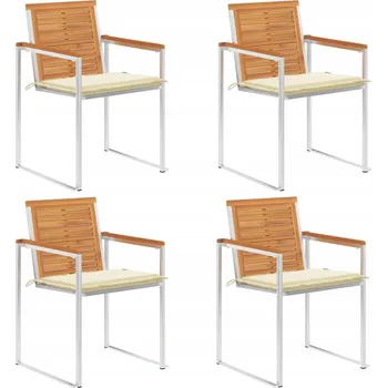 VidaXL Zahradní židle s polštáři, ks 4 kusů, masivní akáciové dřevo