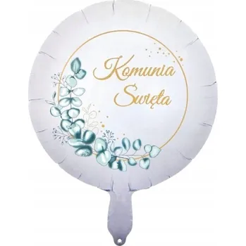 Balónek Fóliový balónek bílý kulatý První Svaté Přijímání Eukalyptus 45 cm