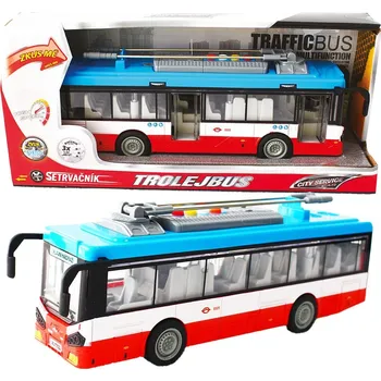 Dětské zboží Městský trolejbus na setrvačník s osvětlením a zvukem - červený