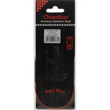 Jehlice ChiaoGoo Knit Red ergonomické fixní kruhové jehlice 23 Cm 2,75mm (ChiaoGoo SS Knit RED™ Circulars - 9" 23 cm 2,75mm)